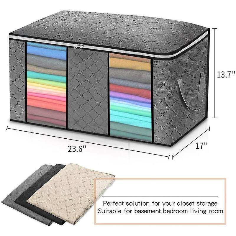 4pcs/set Foldable Clothes Quilt Storage Bags Organizer Box Grey