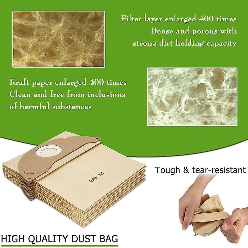 15 Pcs Vaccuum Filter Dust Bag 6.904-322.0 for Karcher A2004 Wd2