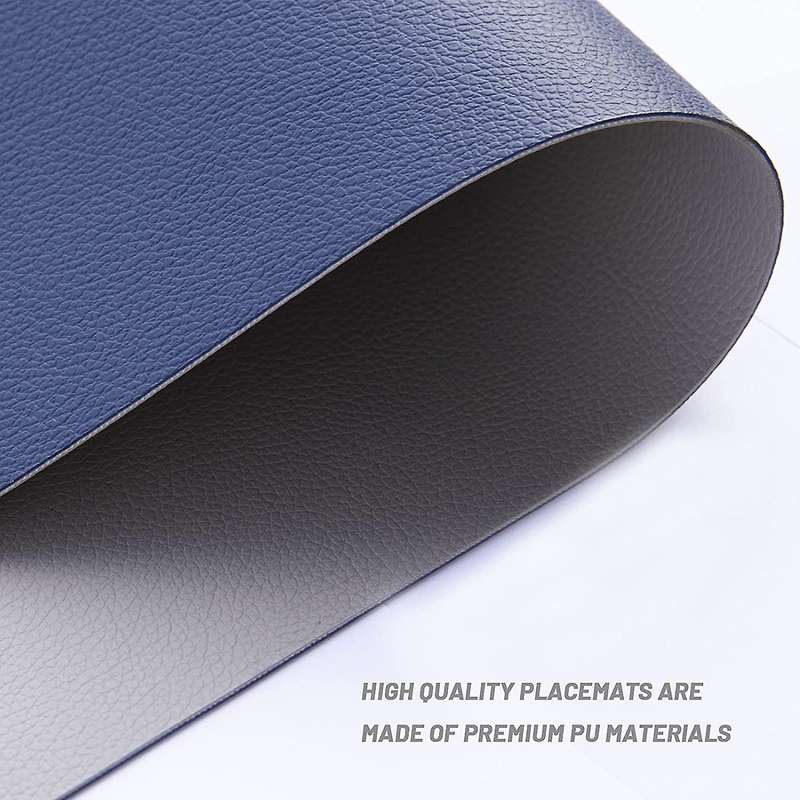 Placemats Leather and Coasters, Double-sided Pu Mats (blue/grey)