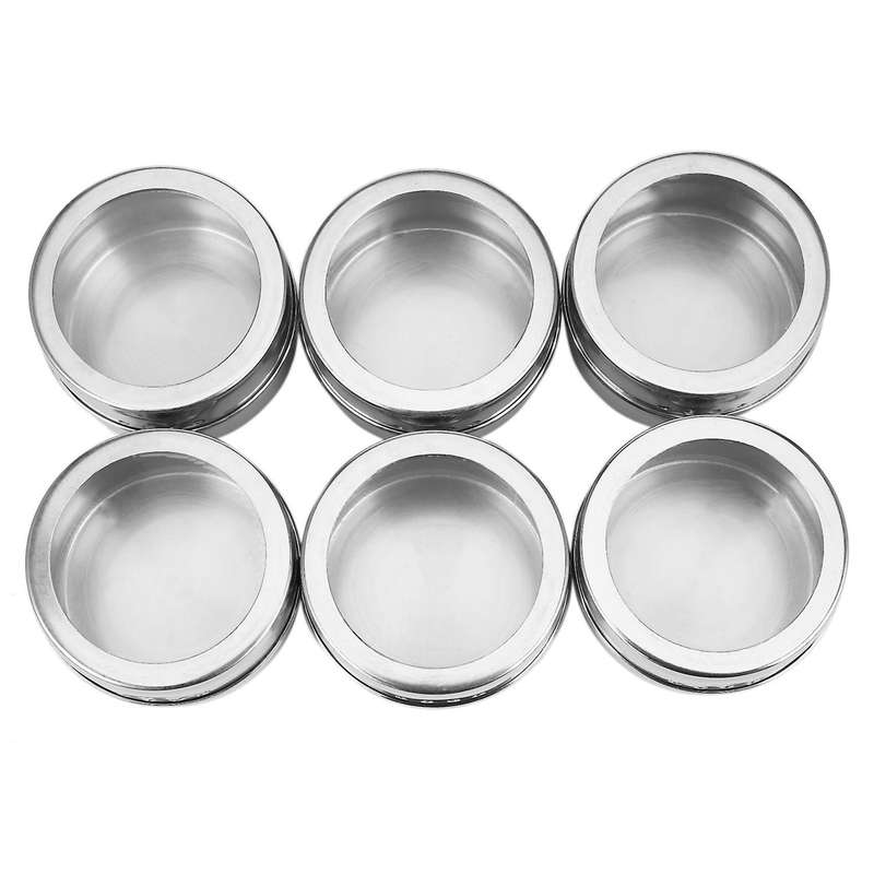 6pcs / Set Clear Lid Magnetic Spice Jar Kitchen Condiment Holder