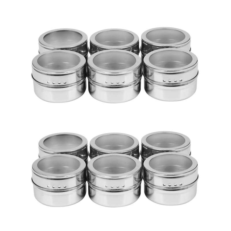 6pcs / Set Clear Lid Magnetic Spice Jar Kitchen Condiment Holder