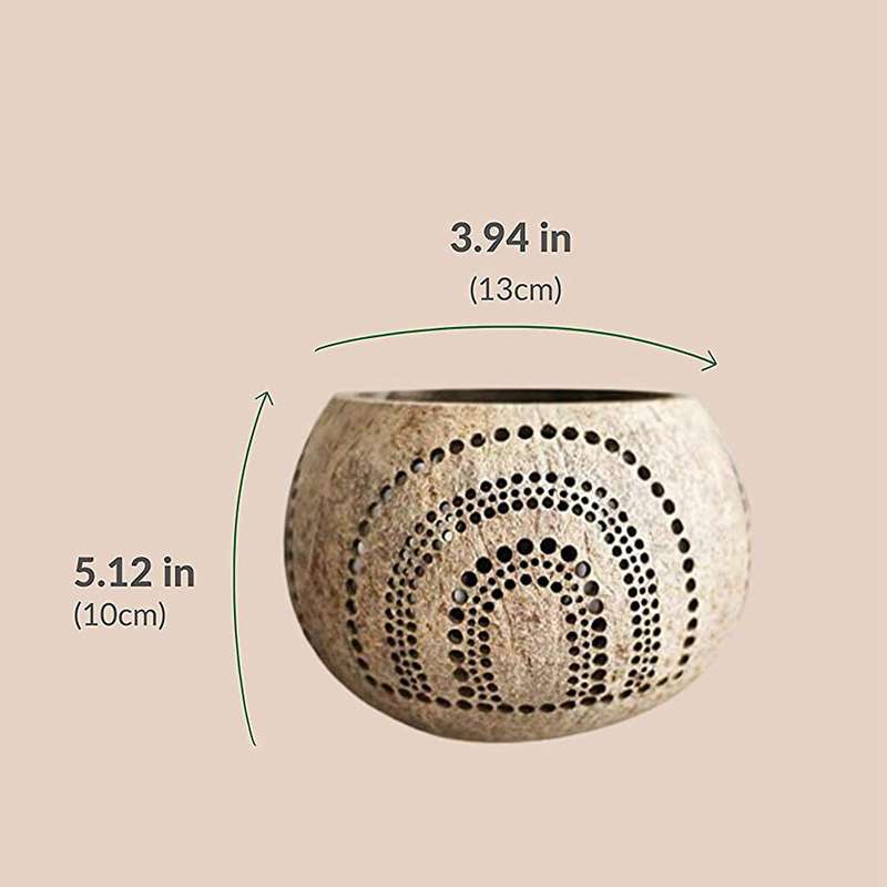 Coconut Shell Wood Candle Holders (set Of 3) with Coconut Scented