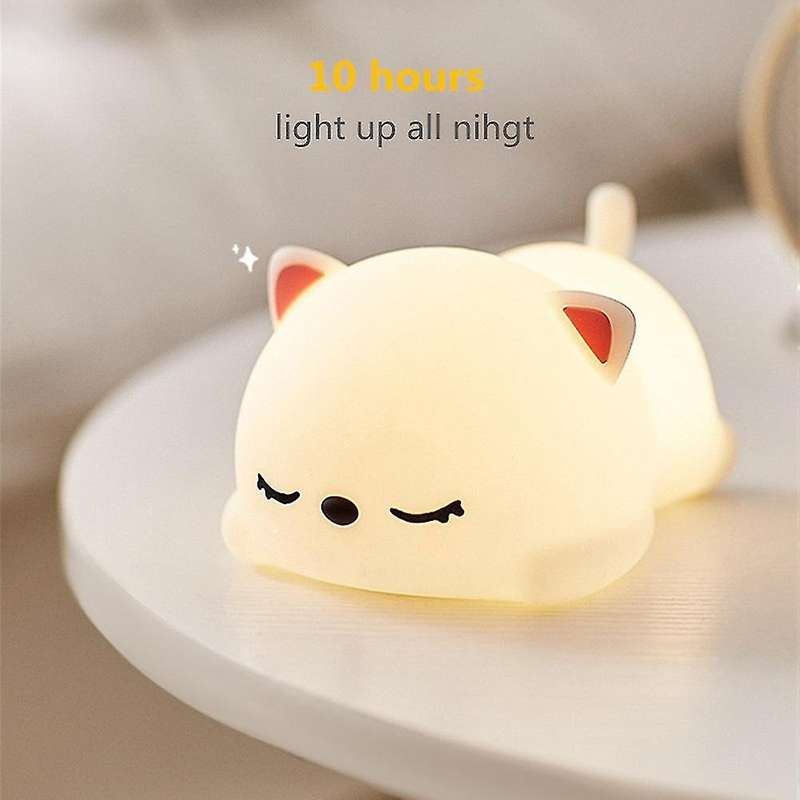 Cat Led Night Light Touch Sensor Silicone Usb for Kids Baby Gift,b