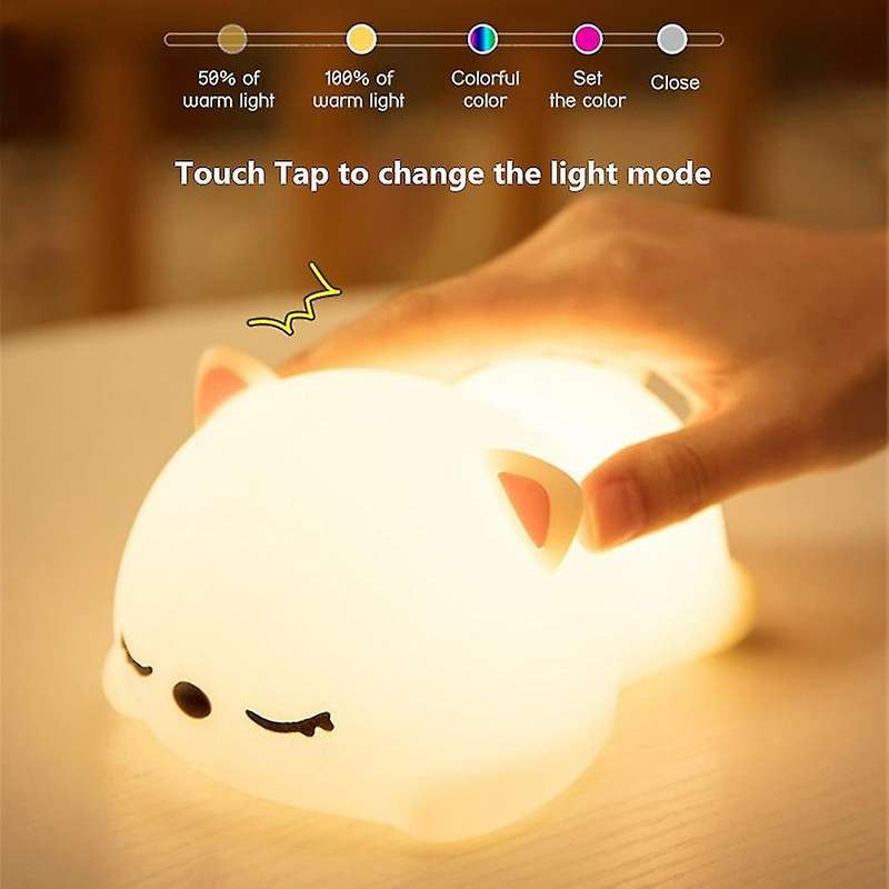 Cat Led Night Light Touch Sensor Silicone Usb for Kids Baby Gift,b