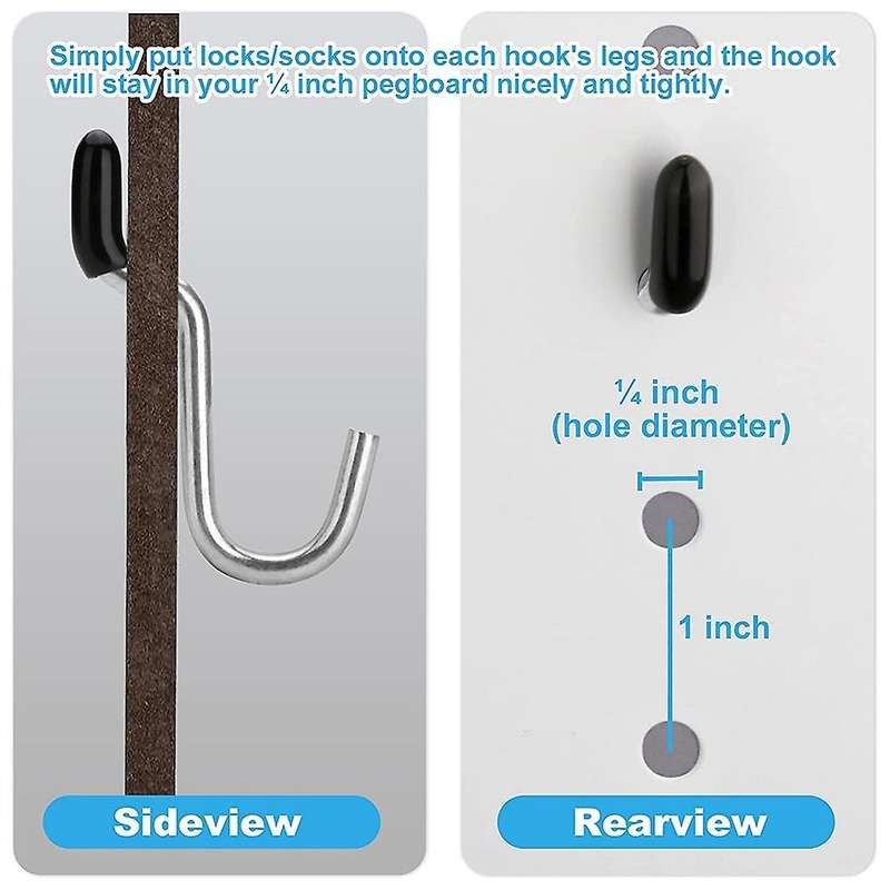 60 Assorted Premium Metal Pegboard Hooks to Secure Hooks In Place