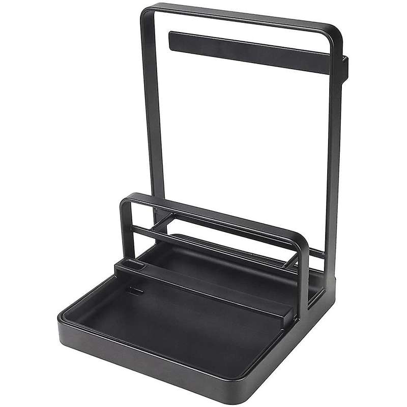 Pot Lid Holder Multipurpose Lid and Spoon Rest Pad Tray Black