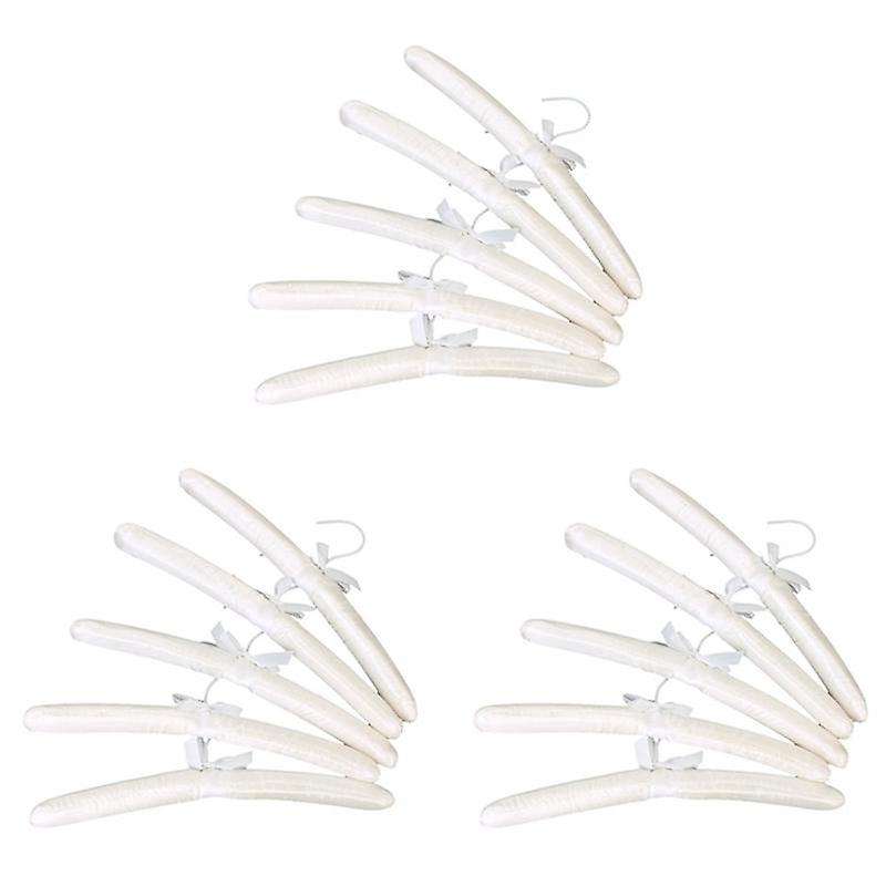 15 X White Satin Padded Clothes Hook Hanger