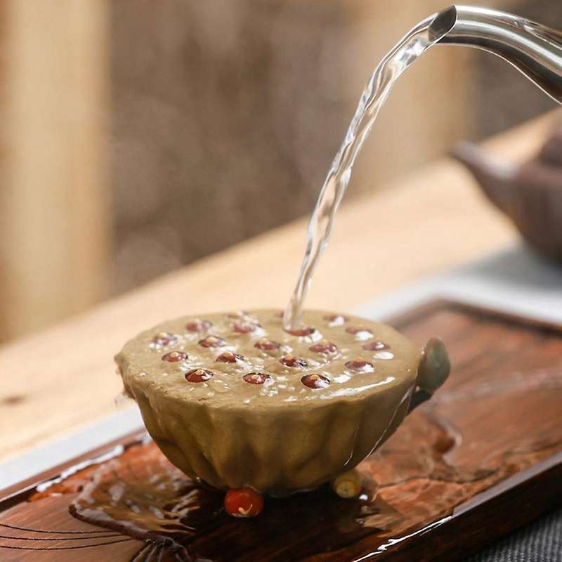 Purple Clay Lotus Seed Pot Holder Tea Pet Ceramic Tea Ceremony 11cm