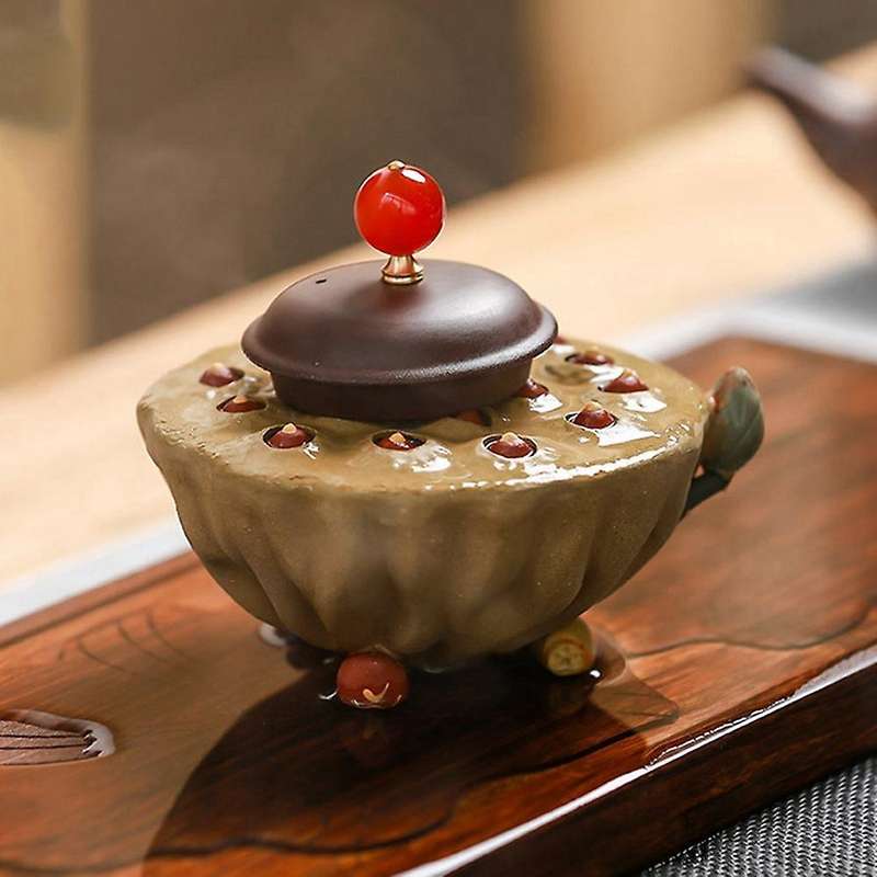 Purple Clay Lotus Seed Pot Holder Tea Pet Ceramic Tea Ceremony 11cm
