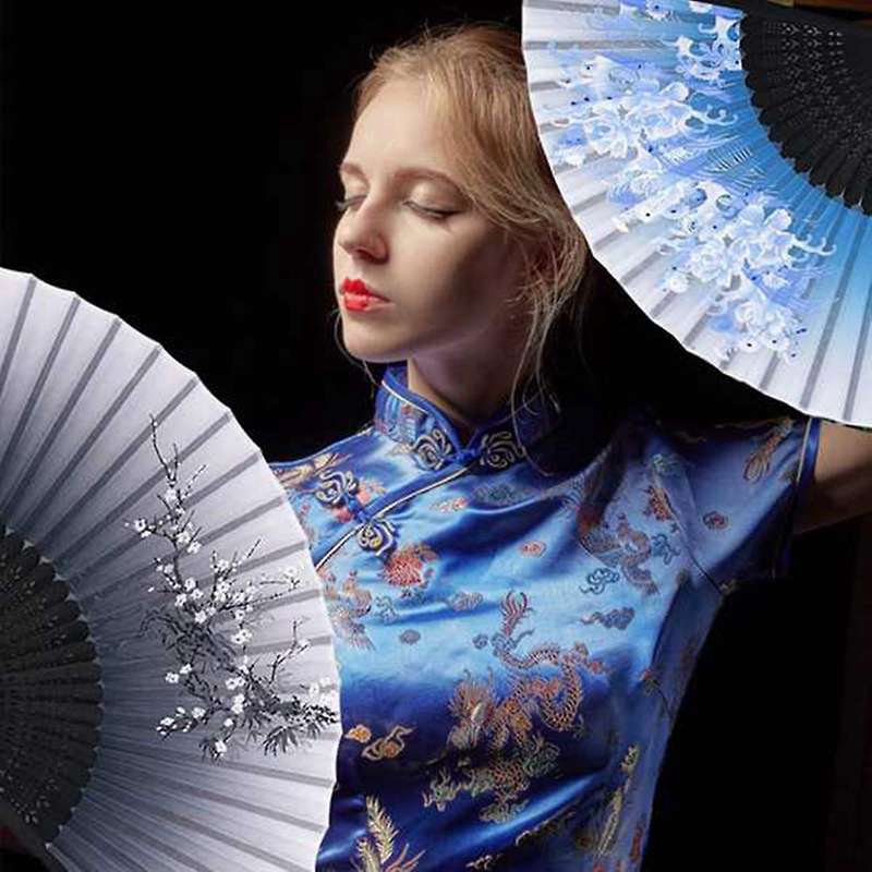 12 Pieces Floral Folding Hand Fan Vintage Pattern for Wedding Party