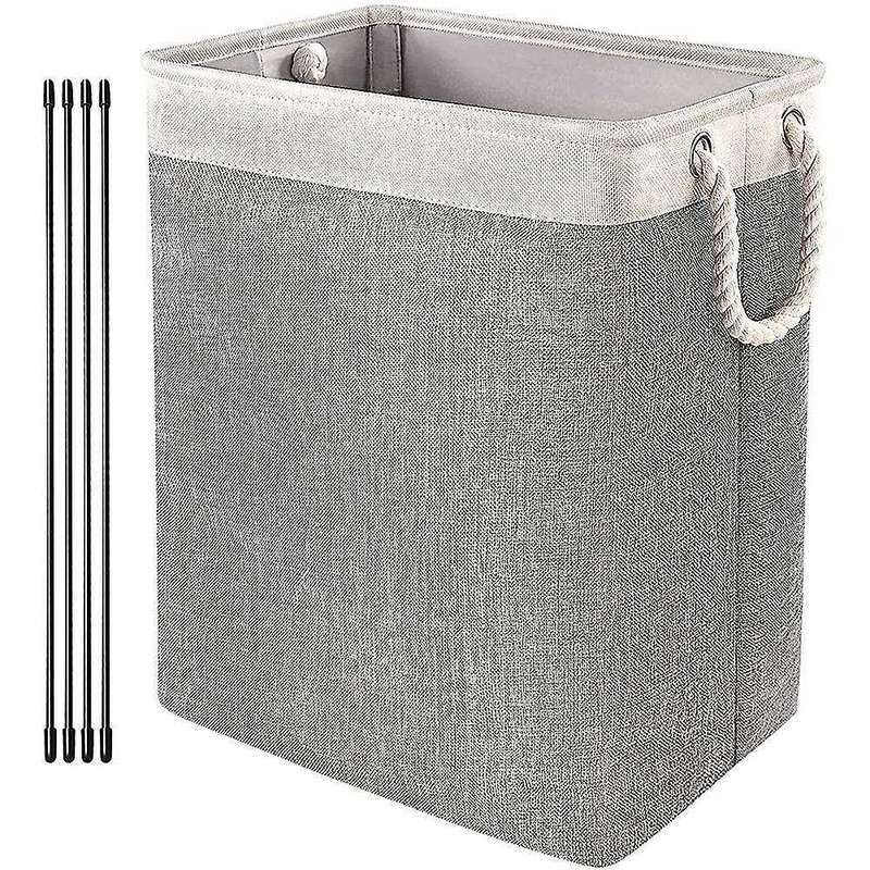 With Handles Foldable Storage Basket for Laundry (beige + Gray)