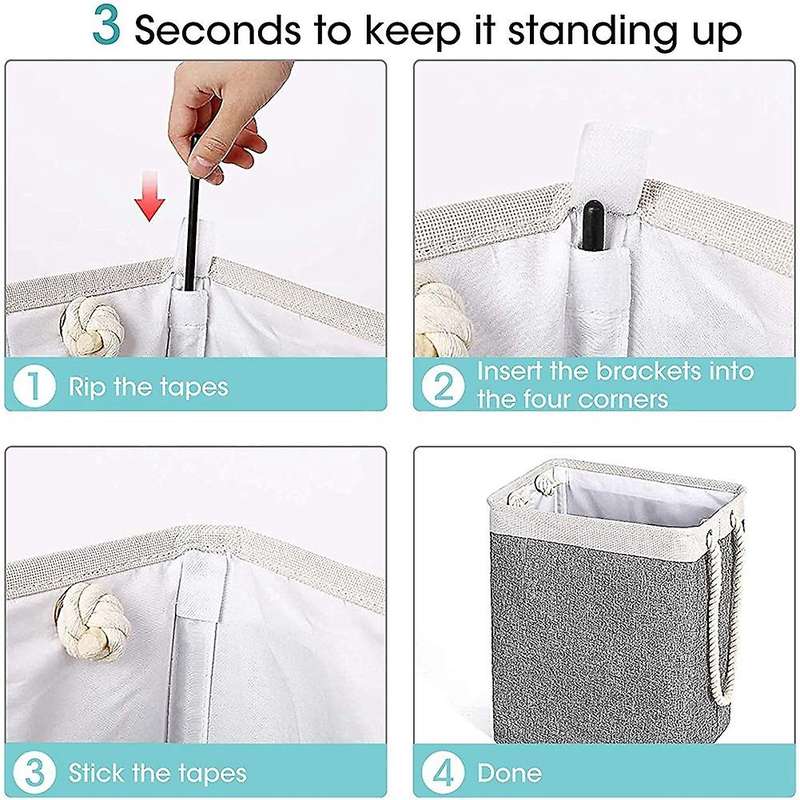 With Handles Foldable Storage Basket for Laundry (beige + Gray)