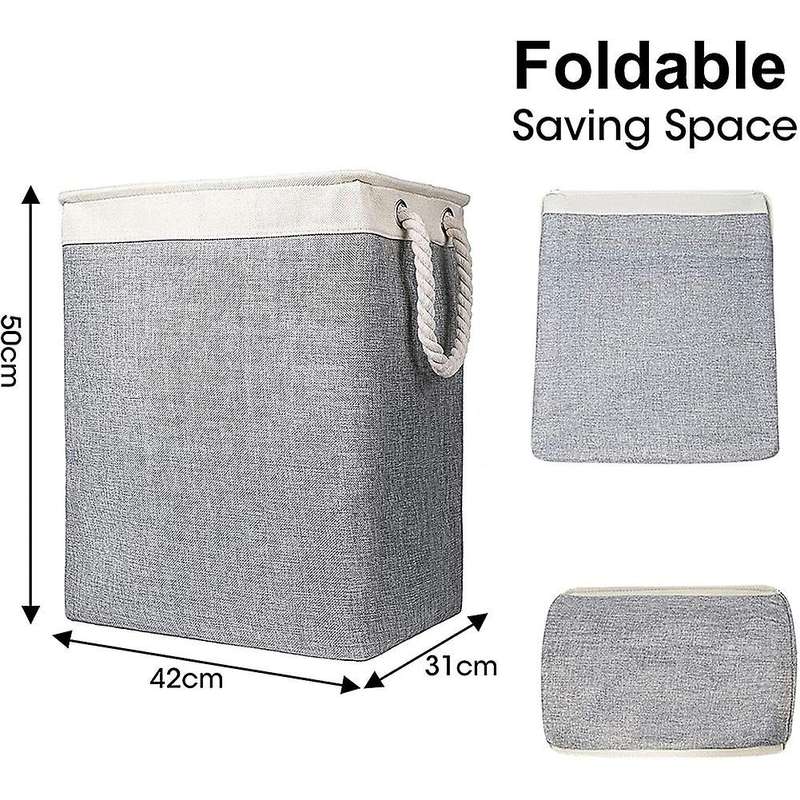 With Handles Foldable Storage Basket for Laundry (beige + Gray)