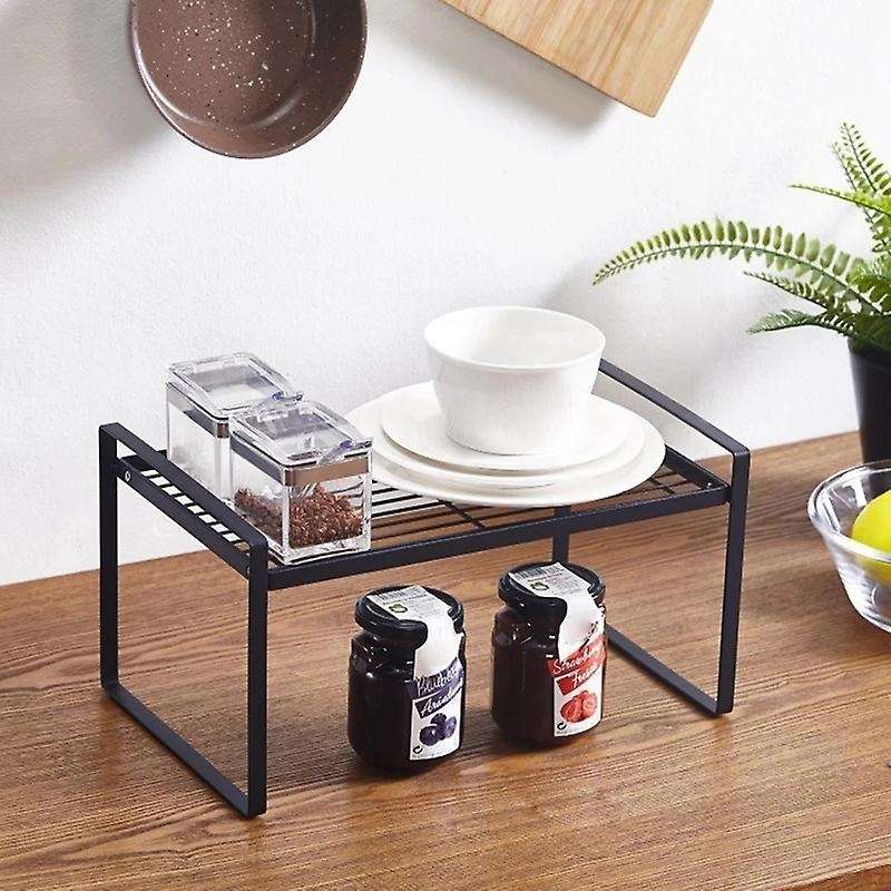 1pcs Iron Handle Spice Rack Kitchen Shelf Organizer Stand Black
