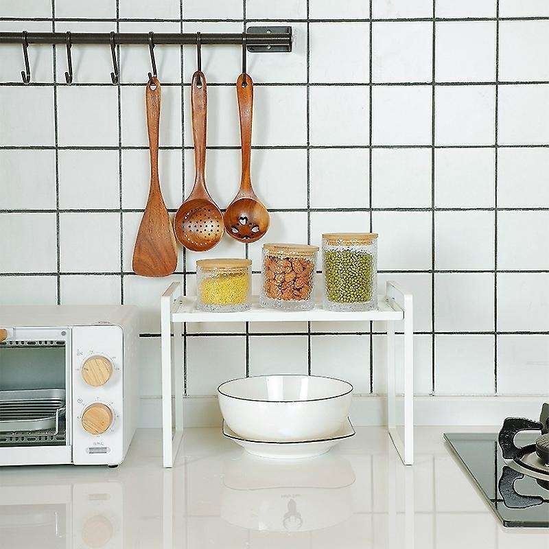 1pcs Iron Handle Spice Rack Kitchen Shelf Organizer Stand Black