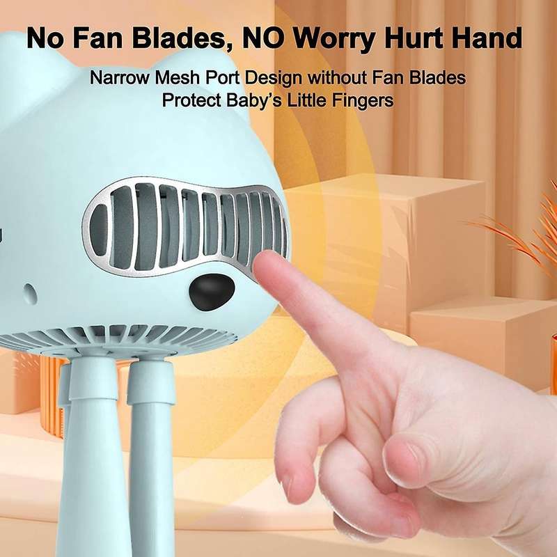 Stroller Fan Bladeless, Small Mini Personal Portable Fan Blue
