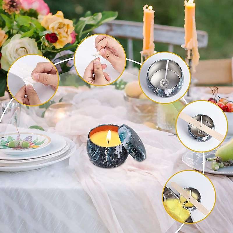 Candle Making Kit, Beginners Kit Wax Melting Pot, 3pcs Tins