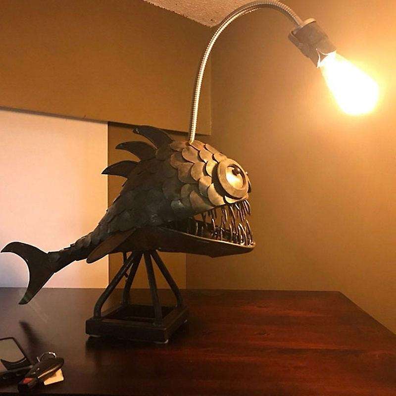 Angler Fish Lamp Usb Rechargeable Desktop Metal Light Handmade Small