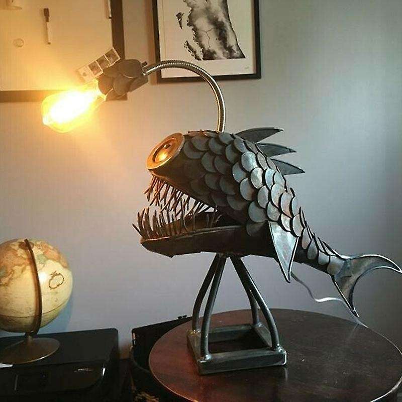 Angler Fish Lamp Usb Rechargeable Desktop Metal Light Handmade Small