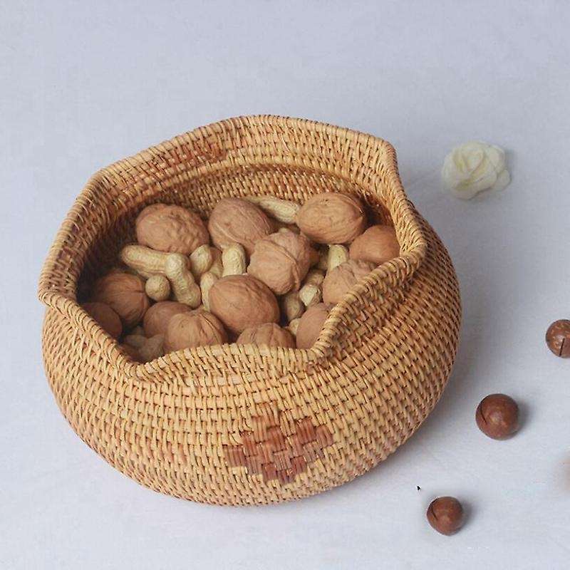 Rattan Storage Basket Hand-woven Rattan Woven Round Primary Color
