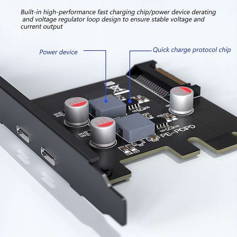 Pcie to Type-c 2 Port Expansion Card Pcie Riser Expansion Card