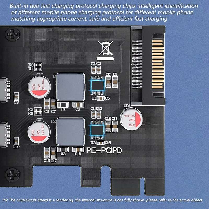 Pcie to Type-c 2 Port Expansion Card Pcie Riser Expansion Card