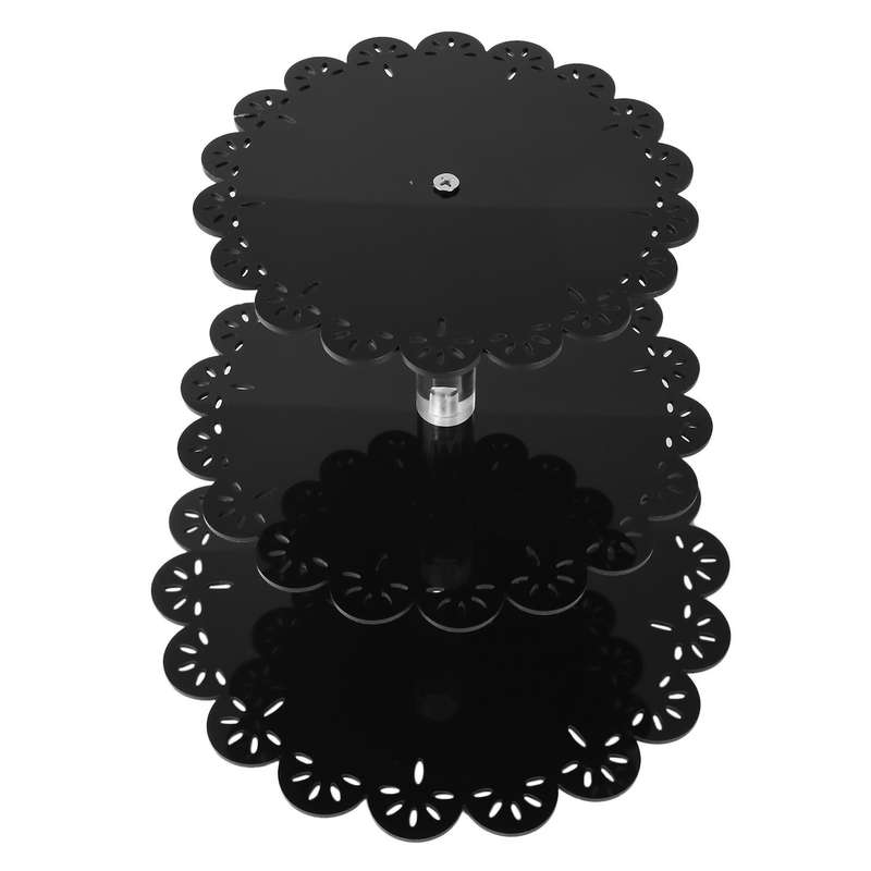 3 Tier Black Cup Acrylic Cupcake Stand Supplies Display Tower Decor