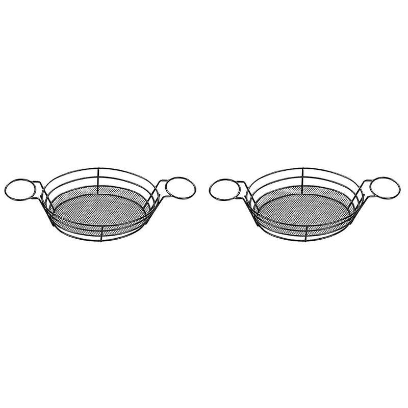 2x Oval Black Food Basket for Chip Fries & Burger Serving Basket