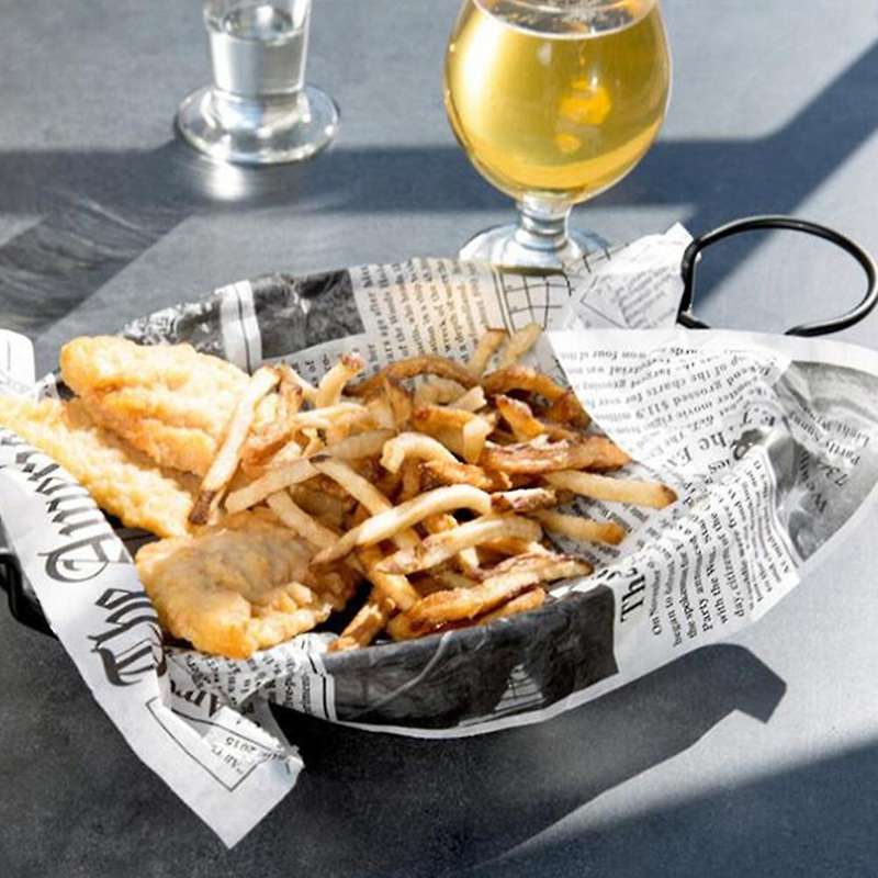 2x Oval Black Food Basket for Chip Fries & Burger Serving Basket