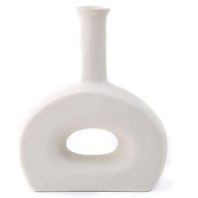 White Ceramic Vase-elegant Design-table Center Vase Perfect (m)