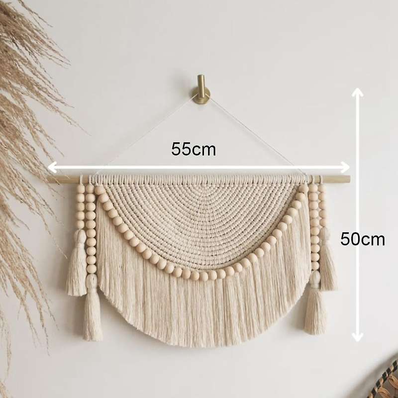 Macrame Wall Tapestry with Wood Beads and Tassels Home Decoration