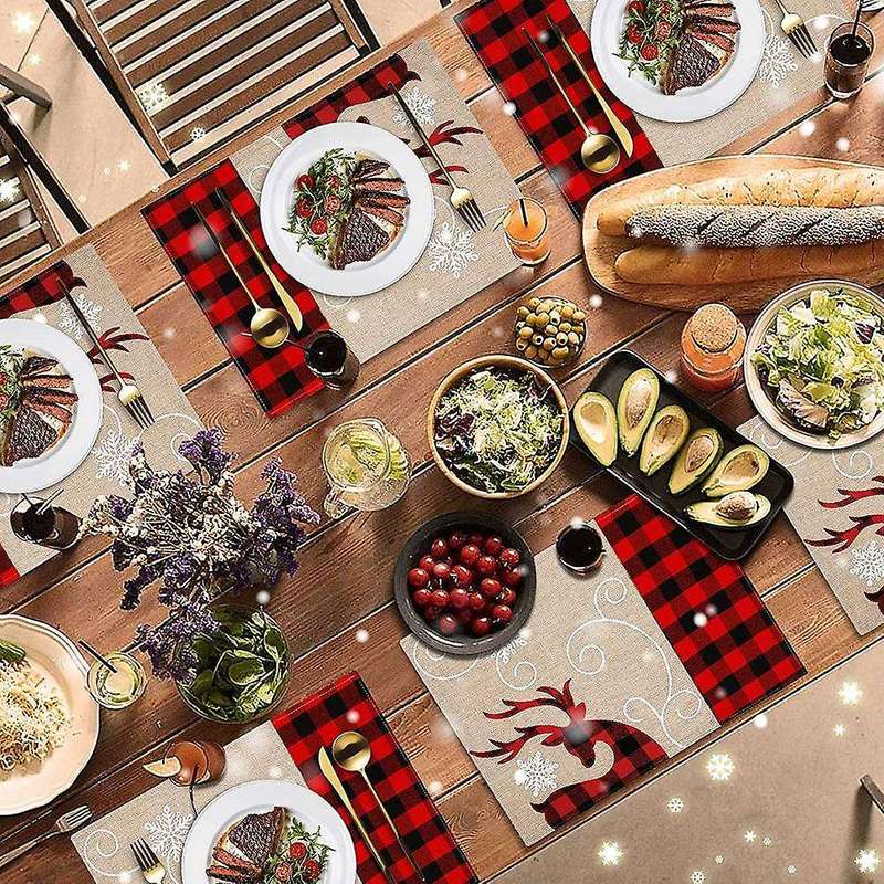 Set Of 6 Christmas Place Mats Stag Table Mats for Home Dining Table