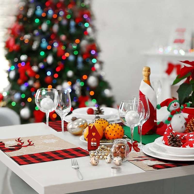 Set Of 6 Christmas Place Mats Stag Table Mats for Home Dining Table