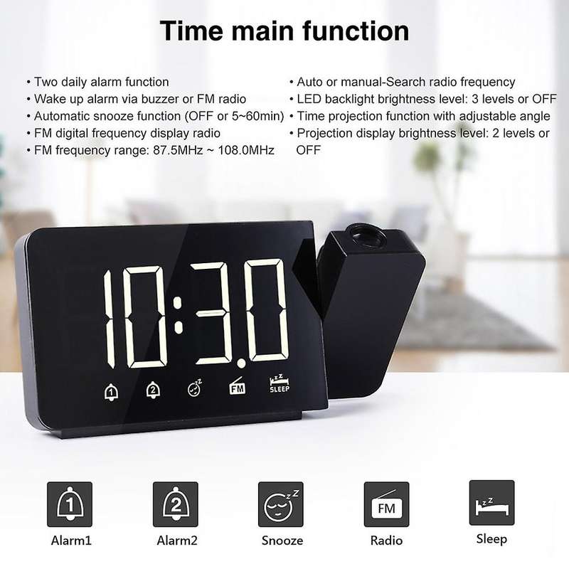 Led Digital Alarm Clock Table Wake Up Fm Radio Time Projector (blue)