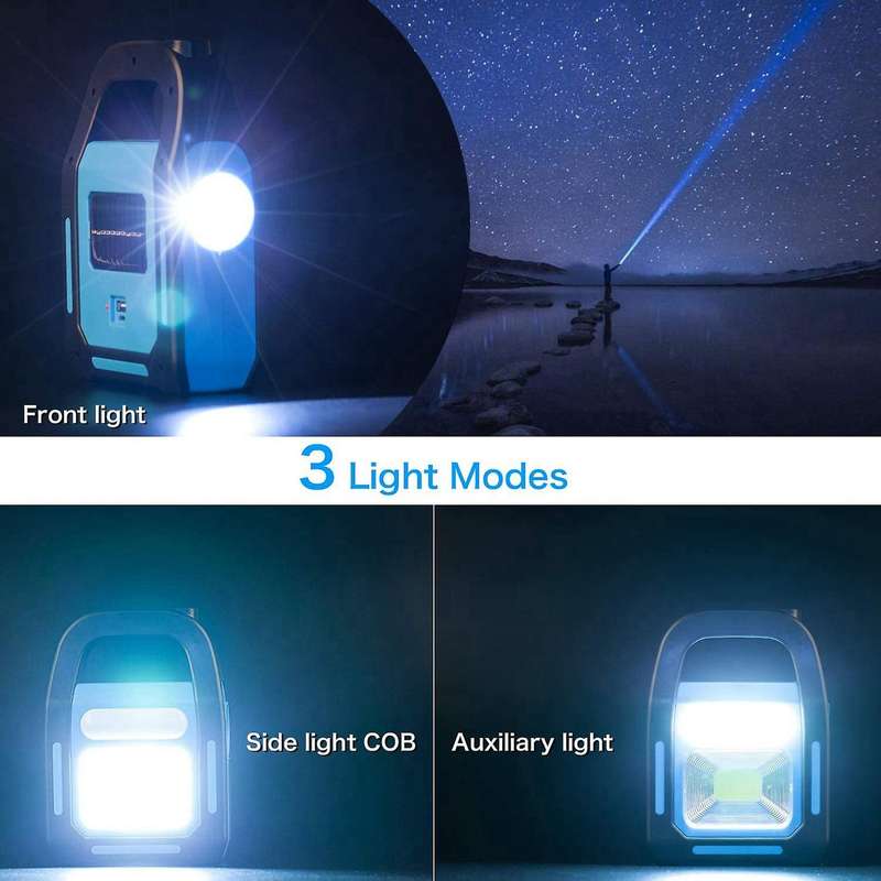 3 In 1 Solar Usb Rechargeable Cob Camping Lantern,charging for Device