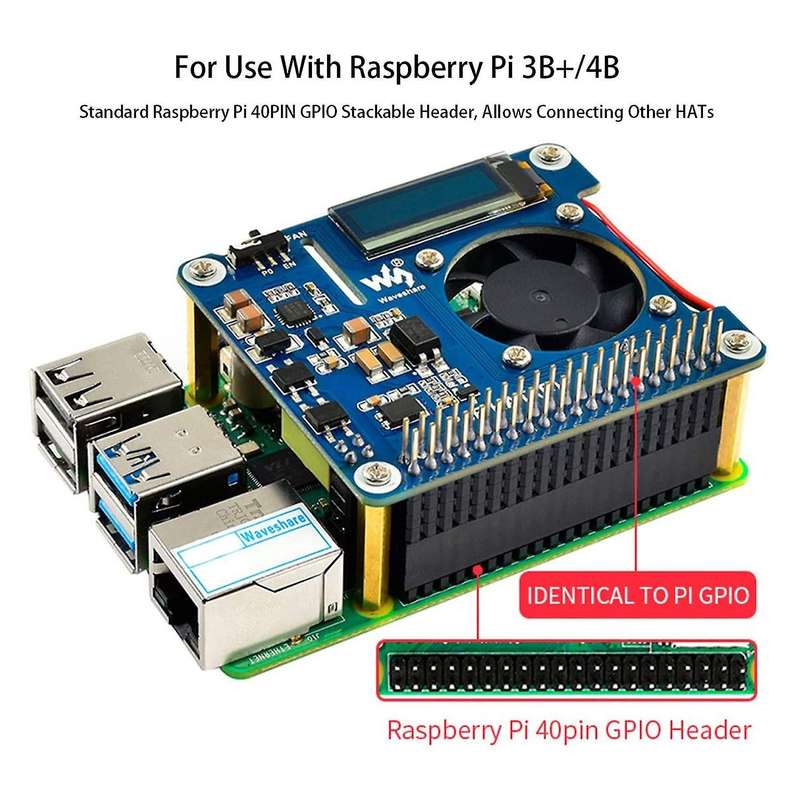 Waveshare Expansion Board with Oled for Raspberry Pi 4 Model B / 3b+