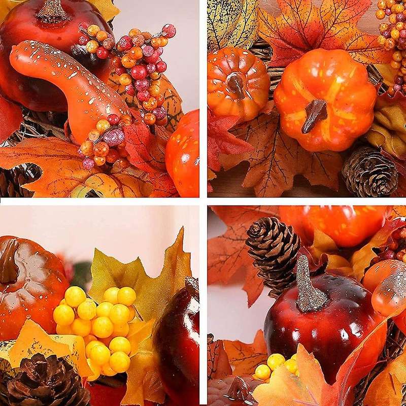 Christmas Pumpkin Wreath for Front Door, Harvest Door Wreath