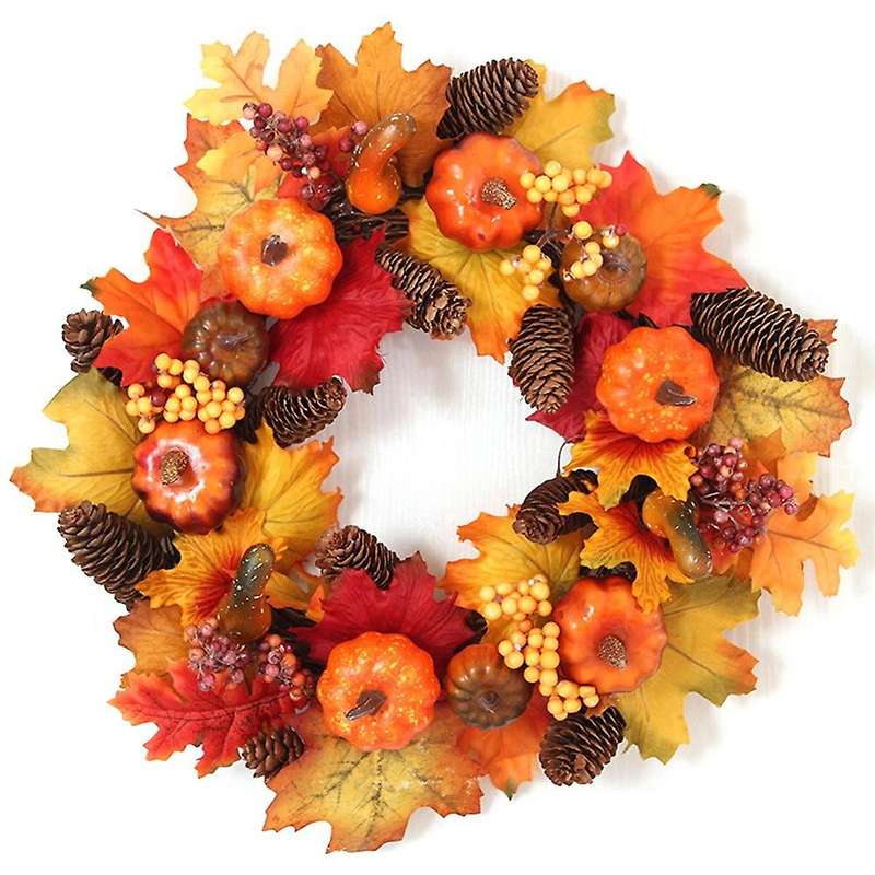 Christmas Pumpkin Wreath for Front Door, Harvest Door Wreath