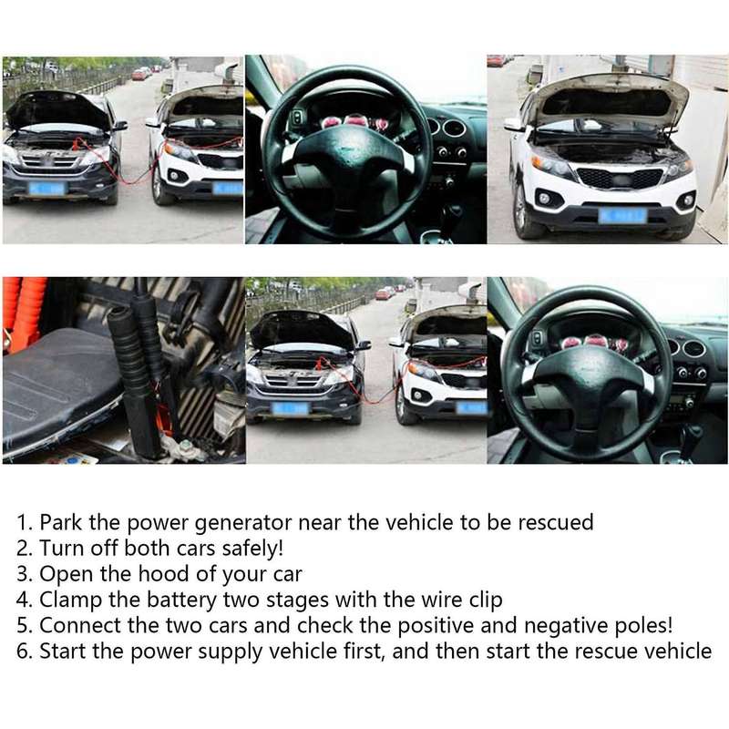 6m 2000amp Car Emergency Power Start Cable Car Copper Wire Clamps