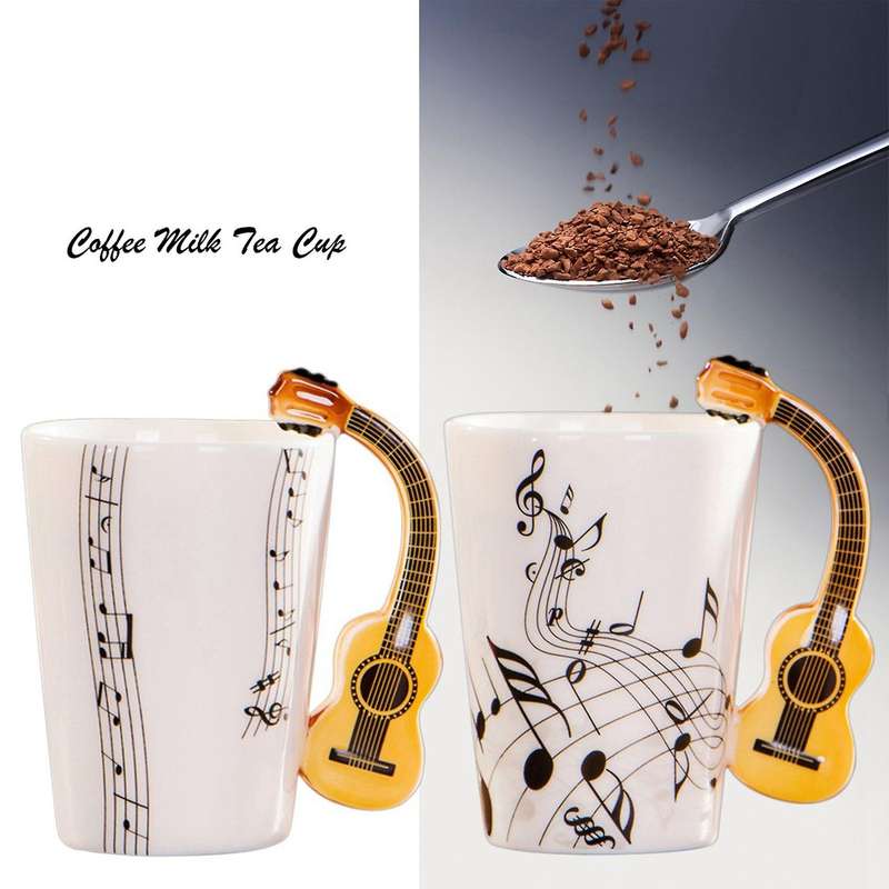 Guitar Handle Ceramic Free Spectrum Mug Unique Musical Instrument Cup