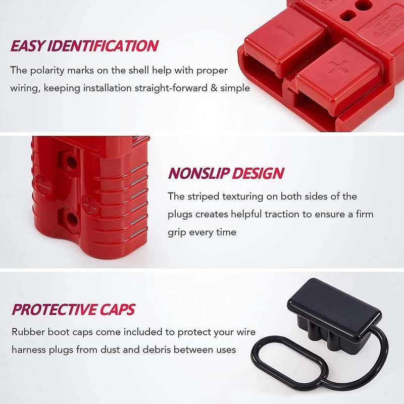 4pcs 175a Battery Power Connector for Car Bike Atv Winch Trailer Red