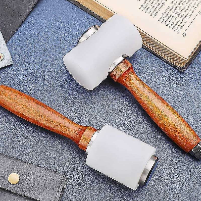 2 Pcs Leather Carving Hammer,nylon Wood Handle for Diy Stamping Sew