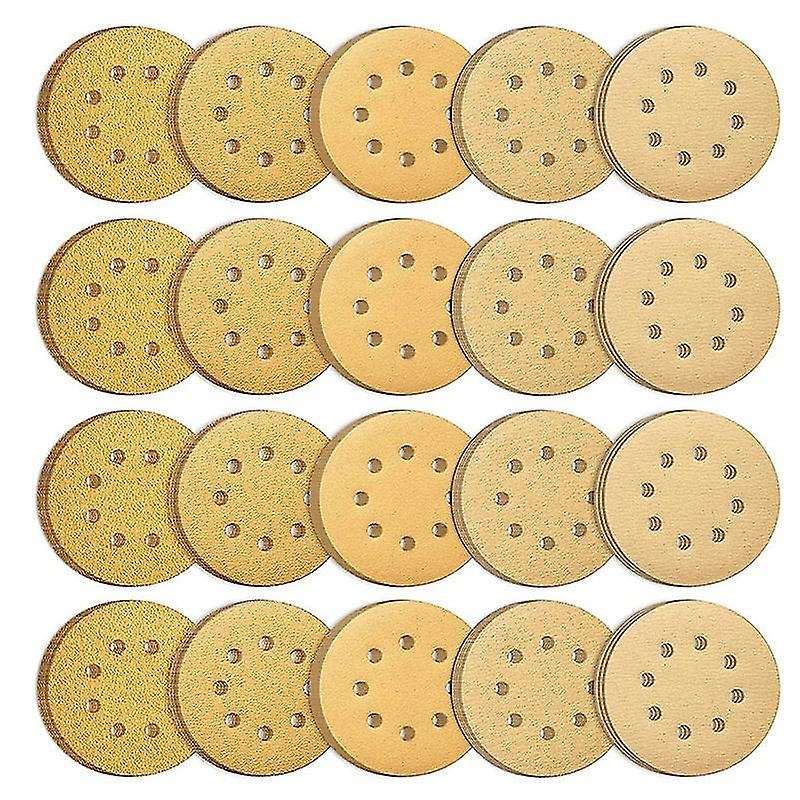 100pcs 5 Inch Sanding Discs 60/80/120/150/220 Grits Sandpaper