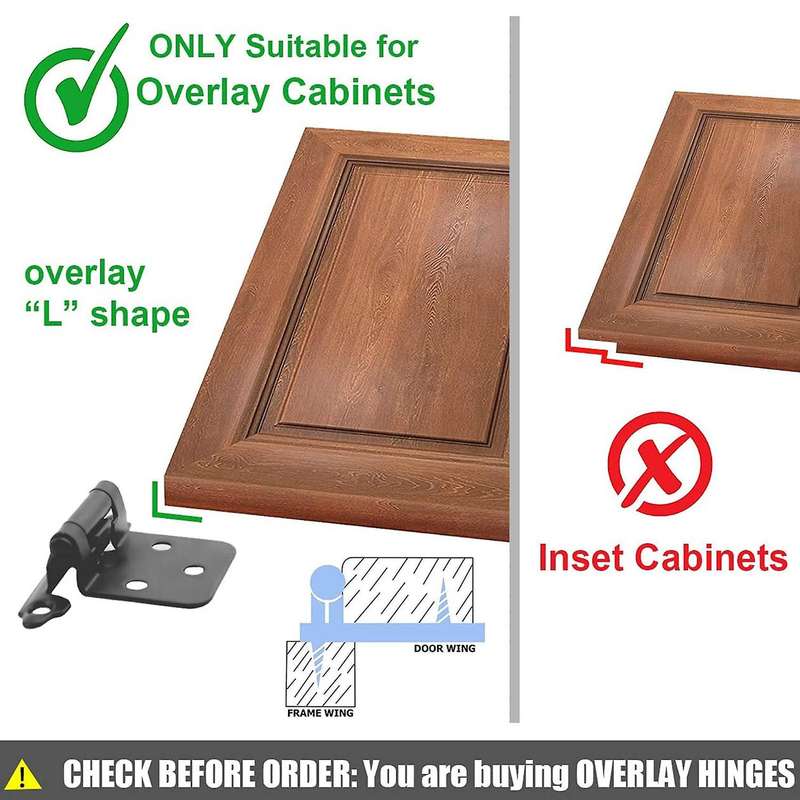 20pcs Black Cabinet Hinges for Cabinet Furniture Doors, with Screws