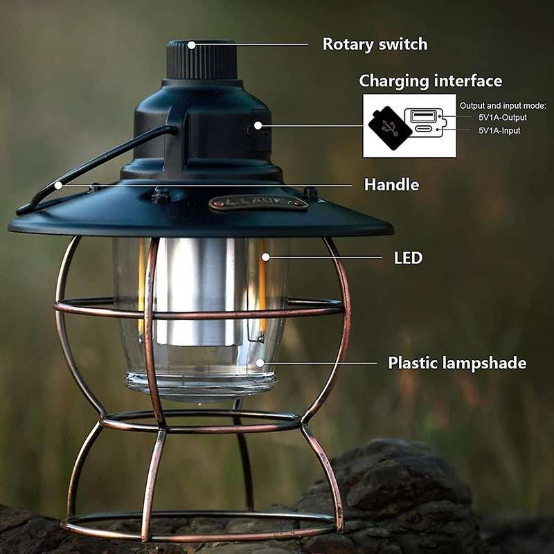Led Vintage Camping Lantern Railroad Light,ipx4 Waterproof,black