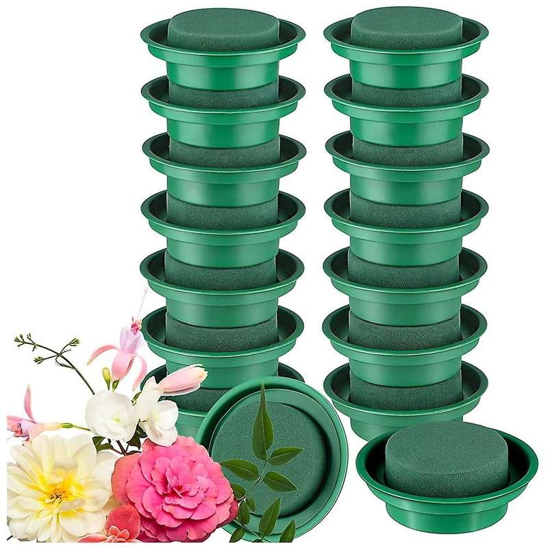 16packs Floral Foam Rounds In Bowls Diy Flower Arrangement Kit Green