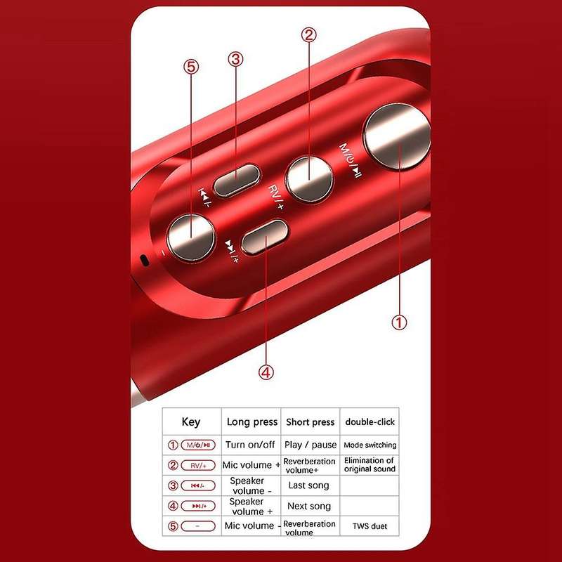 Wireless Bluetooth Microphone Tws Pair Connected Mobile Phone Red