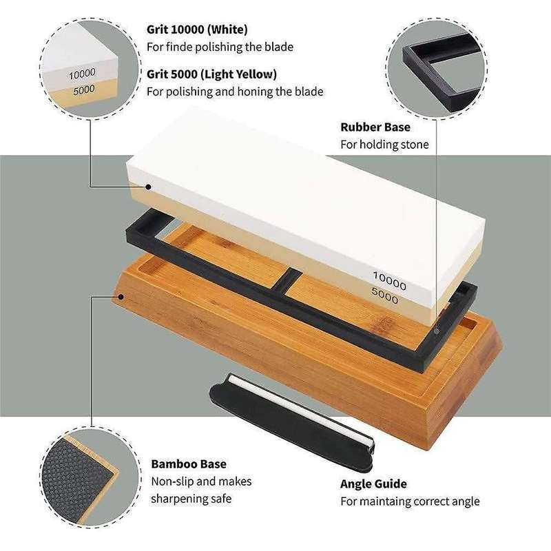 Whetstone Set,5000/10000 Grit Double-sided Knife Sharpening Stone