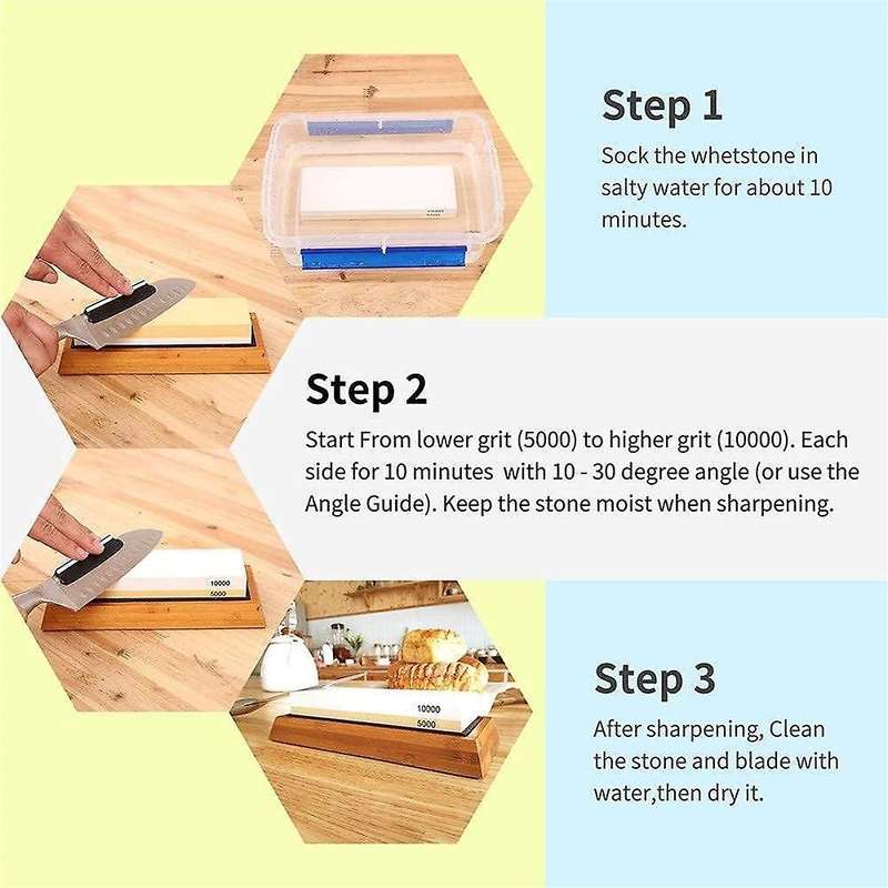 Whetstone Set,5000/10000 Grit Double-sided Knife Sharpening Stone