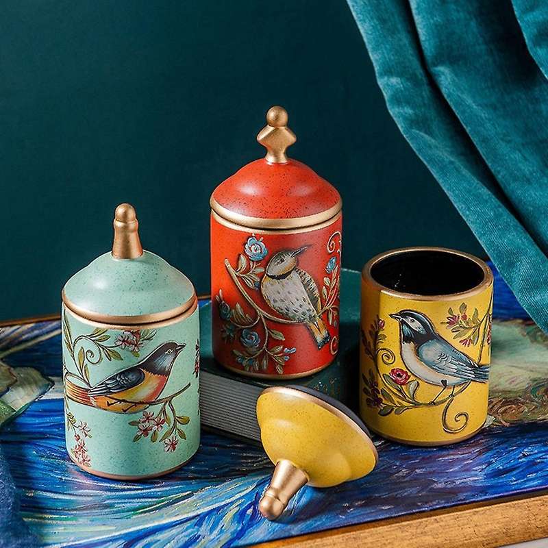 Ceramic Tea Caddy Kitchen Canister Jars Storage Bottles Retro-b